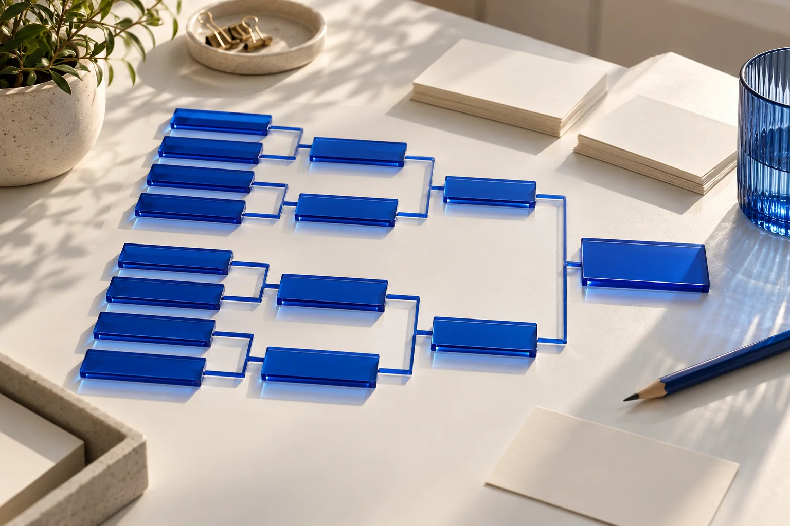 Estudo conceptual de percursos de competição em acrílico azul